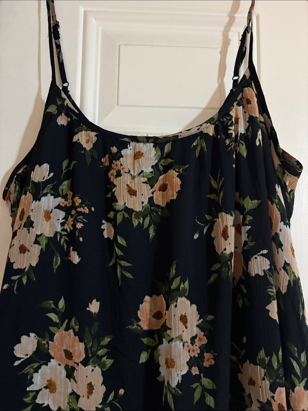 Old Navy Black Floral Maxi Slip Dress with Peach Blooms - Picture 2 of 7